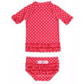 Little Girls Polka DOT Ruffled Rash Guard Bikini Children Swimwear